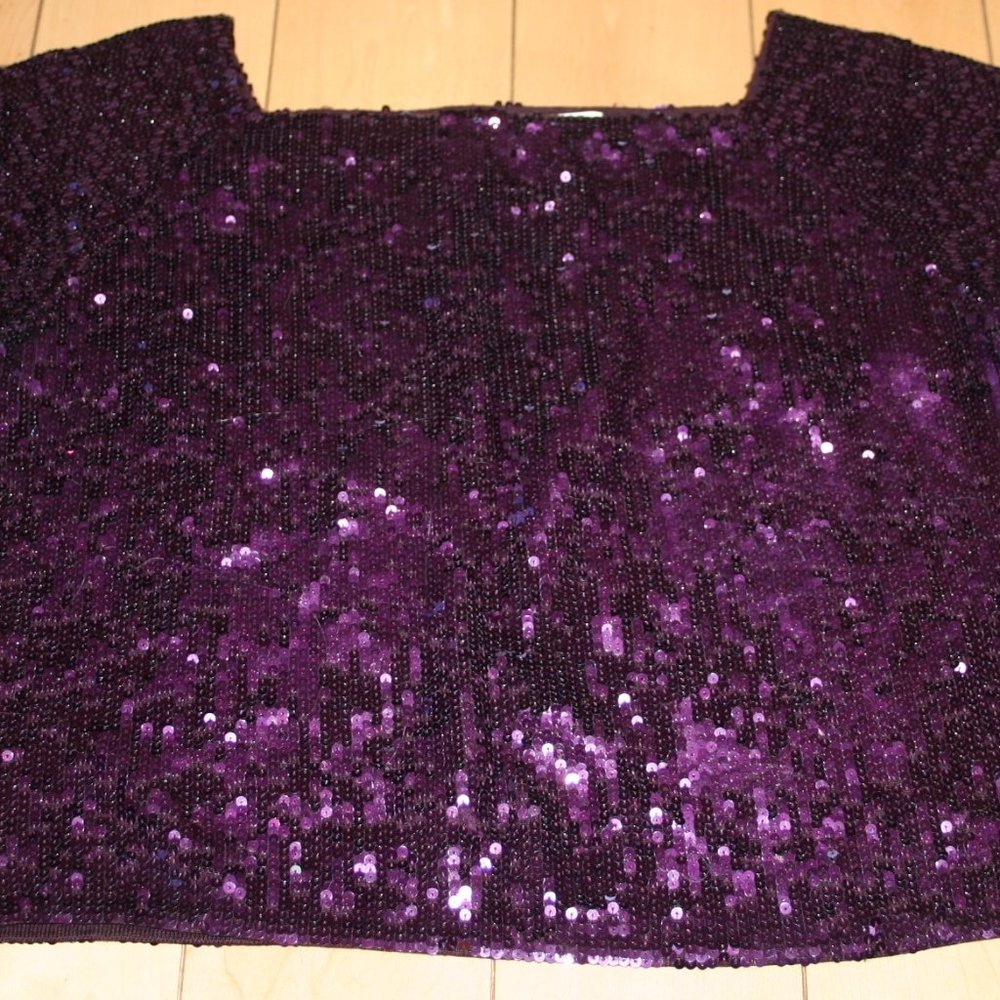 Purple Sequin Stretch Crop Top Carlisle Medium
